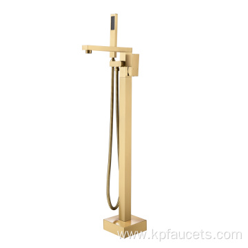 Brushed Gold Floor Freestanding Bathtub Faucet